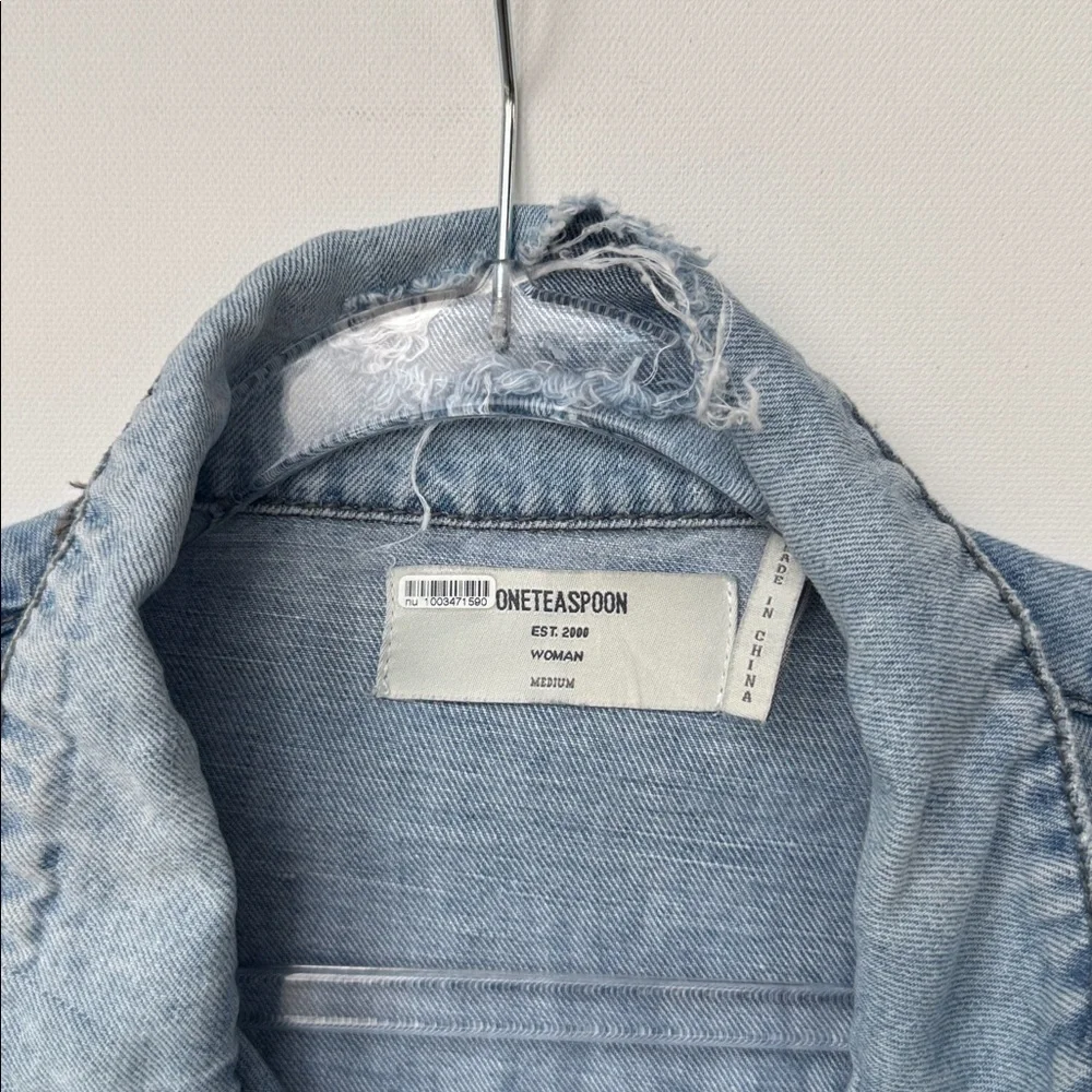 One Teaspoon Light Blue Cotton /‎ Linen Distressed Jacket, Size M